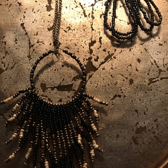 Long sea bead necklace with earrings - Picture 2 of 5